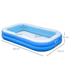 Outsunny Piscina Hinchable Rectangular 1.300 Litros 262x176x56 Cm Para 1-2 Personas Piscina Inflable Familiar Para Adultos Y Niños En Jardín Patio Exterior Azul -OUTSUNNY TIENDA 6f7bb730ccd6a05e39cdb894fb55a1fa52932aa8 45cce7ad395146c9b160782f56cb10b7