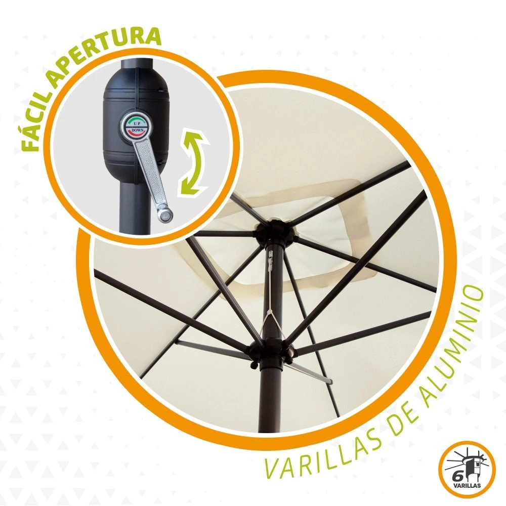 Sombrilla Para Terraza Y Jardín 300x200 Cm C/protección UV50 Aktive 7 Sombrilla Para Terraza Y Jardín 300x200 Cm C/protección UV50 Aktive - Imagen 5