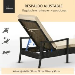 Outsunny Set De 2 Tumbonas De Ratán De Jardín Chaise Longue Con Respaldo Ajustable En 4 Posiciones Cojines Acolchados Y Desenfundables Para Terraza Patio Exterior 192x62,5x58-95 Cm Marrón Y Beige -OUTSUNNY TIENDA 7037c746f39aeb36b10223daefa7aedbb899ecee 3318900f6c5b456ebe71e63a4725a4c5