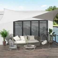Outsunny Toldo Vela Rectángulo 4x6m Toldo Parasol Vela De Sombra Protección UV Poliéster Para Patio Terraza Jardín