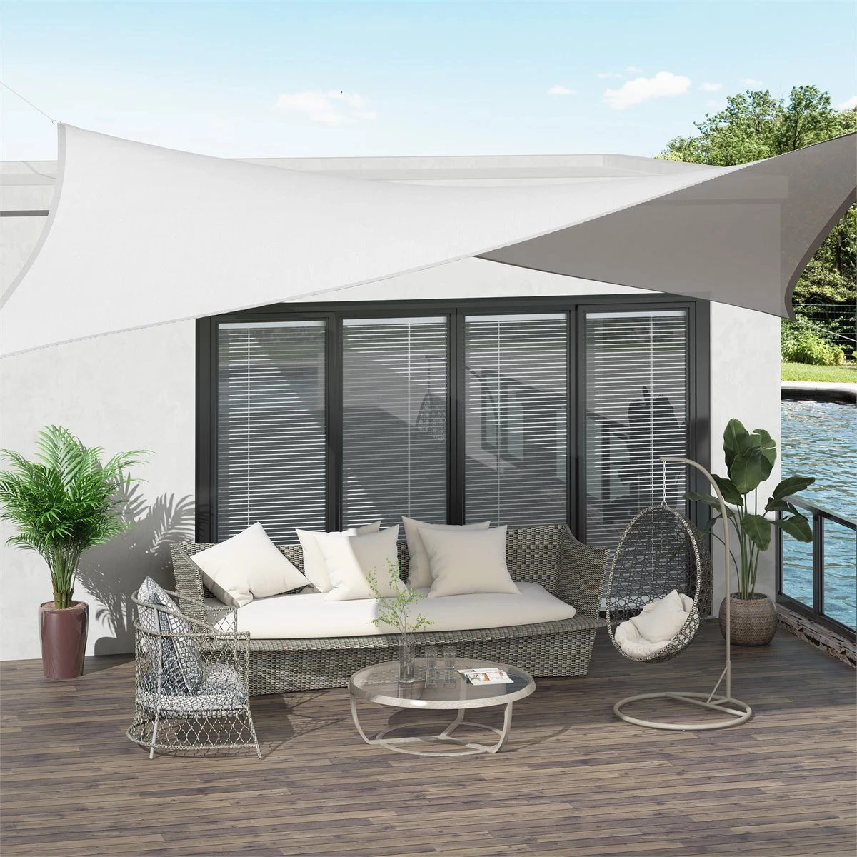 Outsunny Toldo Vela Rectángulo 4x6m Toldo Parasol Vela De Sombra Protección UV Poliéster Para Patio Terraza Jardín 3 Outsunny Toldo Vela Rectángulo 4x6m Toldo Parasol Vela De Sombra Protección UV Poliéster Para Patio Terraza Jardín