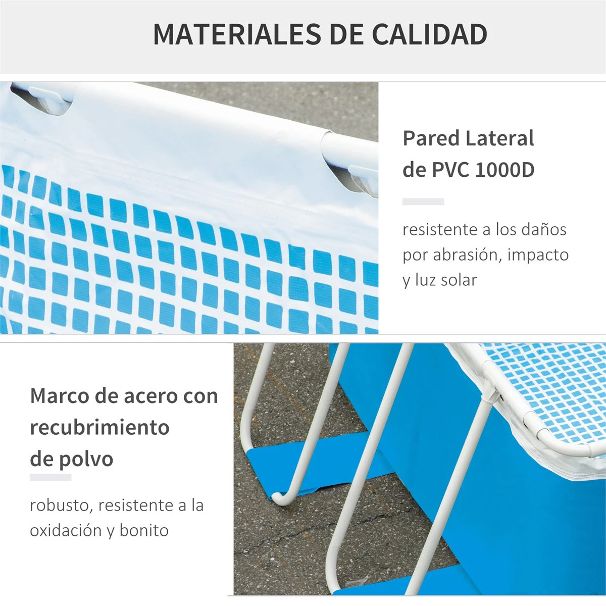 Outsunny Piscina Desmontable Tubular 340x215x80 Cm Piscina Rectangular De Exterior Con Depuradora De Cartucho 4.000 L/H Mangueras Longitud 100 Cm Y Marco De Acero 4200 L Azul 7 Outsunny Piscina Desmontable Tubular 340x215x80 Cm Piscina Rectangular De Exterior Con Depuradora De Cartucho 4.000 L/H Mangueras Longitud 100 Cm Y Marco De Acero 4200 L Azul - Imagen 5