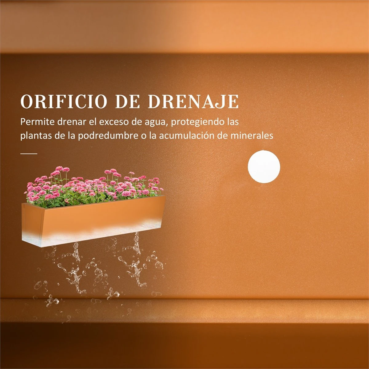 Outsunny Jardinera Colgante De Acero Maceta Rectangular Colgante Con 2 Ganchos Ajustables Y 2 Orificios De Drenaje Para Balcón Jardín Patio 91x35x24 Cm Marrón 7 Outsunny Jardinera Colgante De Acero Maceta Rectangular Colgante Con 2 Ganchos Ajustables Y 2 Orificios De Drenaje Para Balcón Jardín Patio 91x35x24 Cm Marrón - Imagen 5