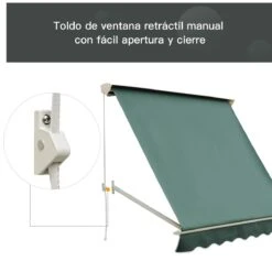 Outsunny Toldo De Ventana Toldo Manual De Aluminio Retráctil Para Exterior Toldo De Balcón Ángulo Ajustable Impermeable Tela De Poliéster 180x70cm Verde -OUTSUNNY TIENDA 74a7cce3dda4f762142b6ad01478941a4ef56233 b6984c104ae14272b1e679e8dfd874d3