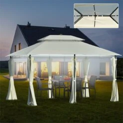 Outsunny Carpa De Jardín 4x3 M Cenador Con Doble Techo 6 Cortinas Laterales Luz LED Con Panel Solar Para Patio Terraza Color Crema 19 Outsunny Carpa De Jardín 4x3 M Cenador Con Doble Techo 6 Cortinas Laterales Luz LED Con Panel Solar Para Patio Terraza Color Crema -OUTSUNNY TIENDA 75c716ef6d9456e5b6d33e549bf6e3af677b289e fba2efffb13c4421bc6a984fe8ef799f