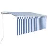 Toldo Automático Retráctil Con Persiana Azul Y Blanco 3x2,5m VidaXL