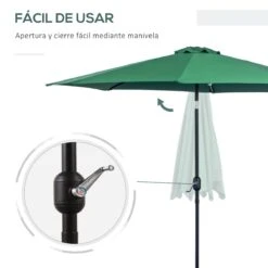 Outsunny Sombrilla De Jardín Ø295x250 Cm Con Manivela Parasol Exterior Con Mecanismo De Inclinación Y Poste Desmontable De Metal Para Terraza Piscina Patio Verde -OUTSUNNY TIENDA 762d6628f9dd78b5d27e75071569c58eb06a944d 4115ce1e2d2844fa9b338ed9cf286ec2