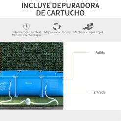 Outsunny Piscina Desmontable Tubular 292x190x75 Cm Con Depuradora De Cartucho 1200L/H Piscina Rectangular De Exterior Para Adultos Y Niños 3600L Azul -OUTSUNNY TIENDA 76f6d197ba3e6a99b57c4b8ac1729c285016954e 9d11dc6ed34e4bdcb21ca93a0407c5ec