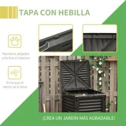 Outsunny Compostador Capacidad De 300L Compostera Orgánica Para Producción Abono De Jardín Exterior Con 48 Respiraderos 60,5x60,5x81,5 Cm Negro -OUTSUNNY TIENDA 77304c57df30ea56db926bbb745e8c8b0eed7469 3d529c1761cd4b7e8d7831c1cb836fab