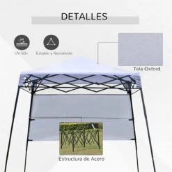 Outsunny Carpa Plegable 2,2x2,2x2m Con Lateral Altura Ajustable Protección UV 50+ De Acero Y Tela Oxford Con Bolsa De Transporte Blanco -OUTSUNNY TIENDA 776e27ff51e6462eccd48ef7fac227d48aed9d71 e9f31f73a3124c4ca131f0f2fa5e7698