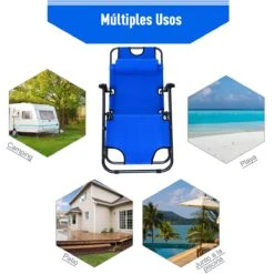 Outsunny Tumbona Reclinable Y Plegable Con Respaldo Ajustable Reposabrazos Almohada Y Reposapiés Para Jardín Terraza Carga 136 Kg 153x60x29 Cm Azul -OUTSUNNY TIENDA 7783e81894c5a5819bd2b44b0abce1df4325e9d8 c0a2b0c449b74733ab340e7170840c7d