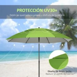 Outsunny Sombrilla De Playa Ø185x205 Cm Parasol Para Terraza Con Techo Doble Ángulo Ajustable Protección UV30+ 8 Varillas De Acero Y Bolsa De Transporte Verde 14 Outsunny Sombrilla De Playa Ø185x205 Cm Parasol Para Terraza Con Techo Doble Ángulo Ajustable Protección UV30+ 8 Varillas De Acero Y Bolsa De Transporte Verde -OUTSUNNY TIENDA 7822cf48751e8fb7d49fbfef260e2047b2ee2daf 509ea68d7f1b4f5c939675173b692176