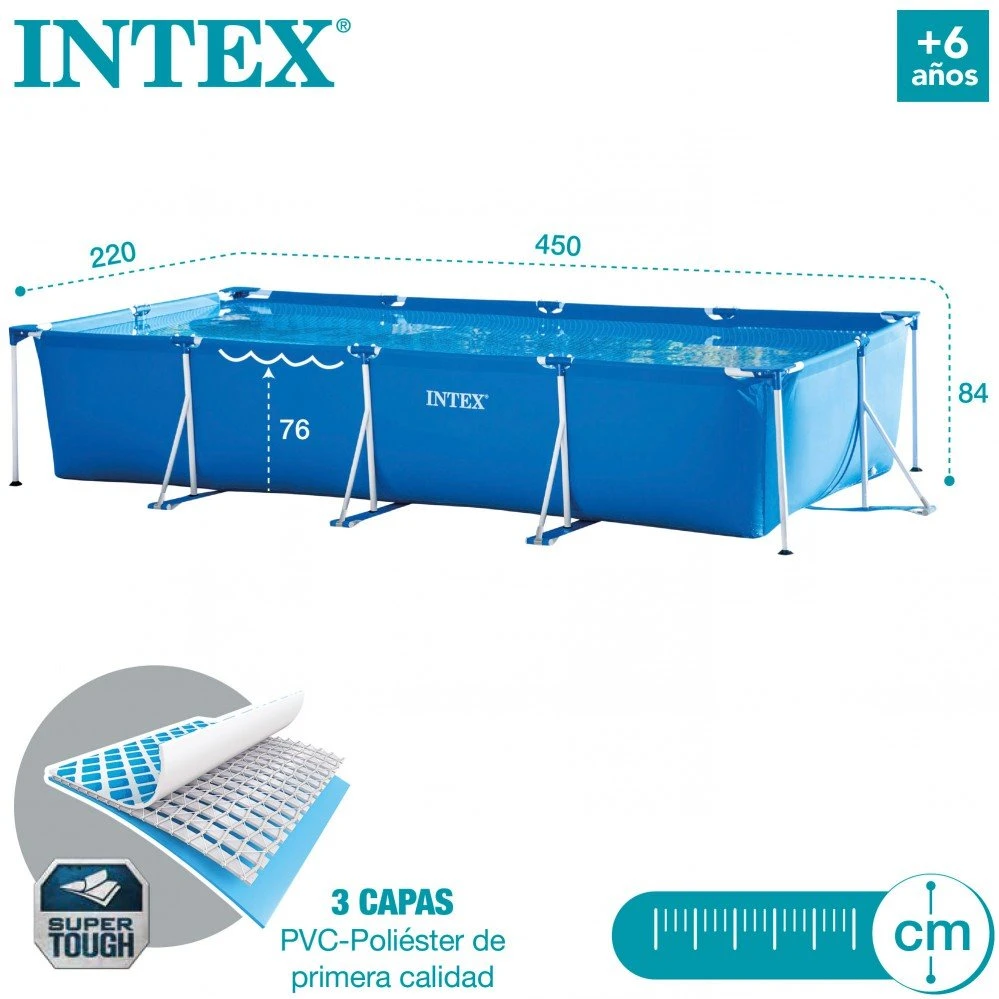 Piscina Tubular Rectangular Con Depuradora Metal Frame INTEX 8 Piscina Tubular Rectangular Con Depuradora Metal Frame INTEX - Imagen 6