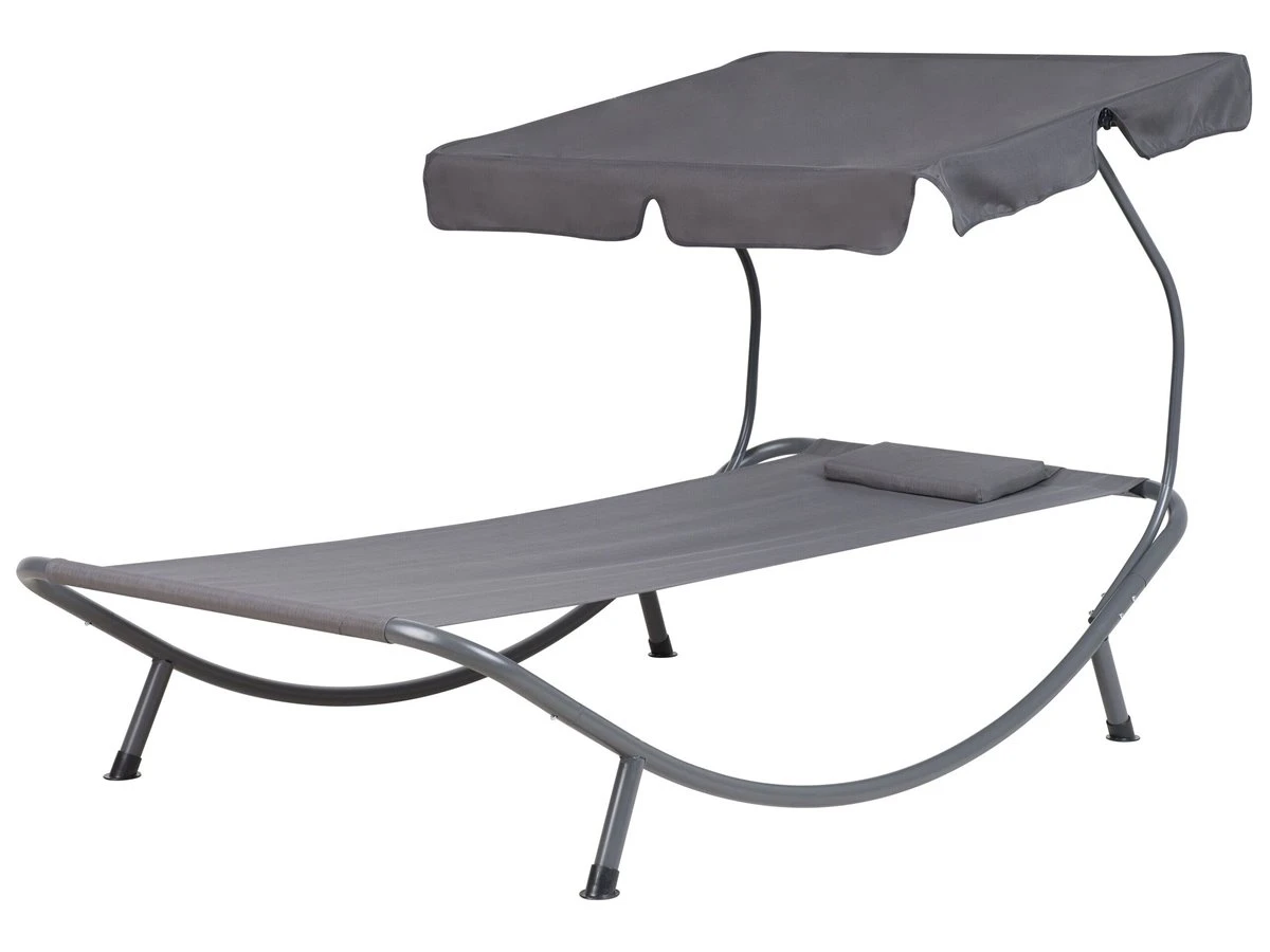 Tumbona De Jardín Metal Gris Con Techo Ajustable TERNO 4 Tumbona De Jardín Metal Gris Con Techo Ajustable TERNO - Imagen 2