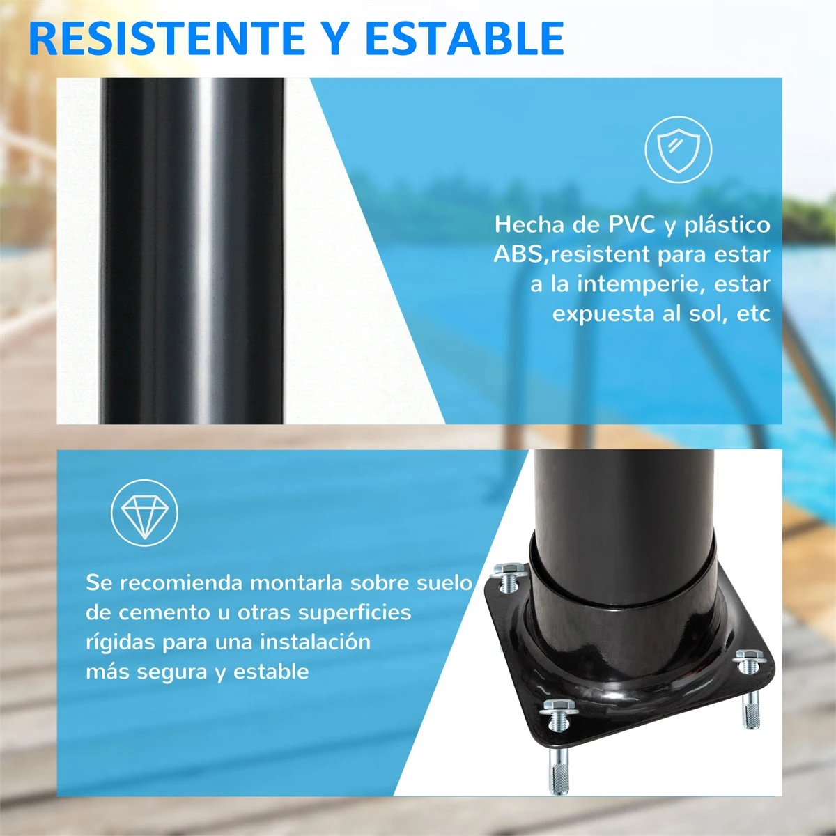 Outsunny Ducha Solar De 20 Litros Para Exterior Ducha De Piscina Con Cabezal De Ducha Grifo Y Regulador De Agua Caliente Máx. 60℃ Para Jardín Patio Playa Ø11x217 Cm Negro 9 Outsunny Ducha Solar De 20 Litros Para Exterior Ducha De Piscina Con Cabezal De Ducha Grifo Y Regulador De Agua Caliente Máx. 60℃ Para Jardín Patio Playa Ø11x217 Cm Negro - Imagen 7