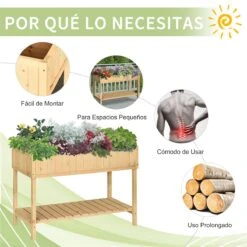 Outsunny Huerto Urbano De Madera 120x60x81 Cm Jardinera Elevada Para Cultivo De Plantas Flores Con Estante Inferior Para Jardín Terraza Exterior Natural -OUTSUNNY TIENDA 7cdc6ae8d7a7414253846fcd028433a2ba73ba06 cbf4041ff6aa4718b8c9e1a9218142f5