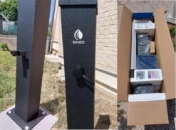 DINO Ducha Solar Negra De Exterior Caliente Calentada Por El Sol Con Base De Aluminio Y Tubo Superior Curvado En Acero Inoxidable Depósito 26 Litros Ducha Cuadrada De 22 Cm En ABS Y Mezclador, Lavapiés. Altura 225 Cm Presión Máxima De Trabajo 3 Bar -OUTSUNNY TIENDA 7f0fa2bc09d269243a5acd372192cd30563c9218 bbbfb9fa35244f57a40f053633347cfe