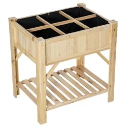Outsunny Huerto Urbano De Madera 78,5x58x81 Cm Mesa De Cultivo Con 6 Compartimentos Y Estante Inferior Para Plantas Flores En Jardín Terraza Exterior Color Natural -OUTSUNNY TIENDA 7f78b338e918f6e17119b5102a50acd91a4e9996 577bbfc330b444d48a02a57c456d7923