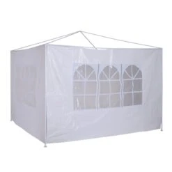 Outsunny 2 Paredes Parte Laterales Para Carpa 3x3m 3x6m Lado Parasol De Gazebo Impermeable Con Ventanas Medidas 293x193cm Blanco