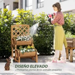 Outsunny Arriate De Jardín Con Enrejado Tipo Barril Con 2 Macetas Macetero Con Soporte Para Trepadora Cultivos Plantas Flores Para Patio Terraza Balcón 45x45x80 Cm Natural -OUTSUNNY TIENDA 81ec49810117144588be35cd8a58301bde44b413 5a717b9f655348d88a40f94326d9ecc9