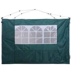 Outsunny 2 Paredes Parte Laterales Para Carpa 3x3m Lado Parasol De Gazebo Tela Oxford Con Ventana Medidas 300x200cm Verde Oscuro