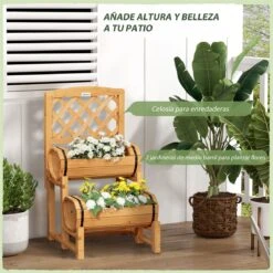 Outsunny Arriate De Jardín Con Enrejado Tipo Barril Con 2 Macetas Macetero Con Soporte Para Trepadora Cultivos Plantas Flores Para Patio Terraza Balcón 45x45x80 Cm Natural -OUTSUNNY TIENDA 820d60ebe9218317a1946bea873abb618a55ae44 84bb54c596524fccbf2c150827a02de3