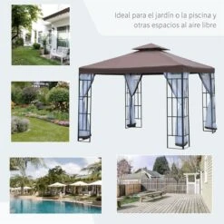 Outsunny Cenador De Jardín 3x3 M Pabellón Para Exterior Con Doble Techo De Ventilación 4 Mosquiteras Extraíbles Y Marco De Acero Protección Solar Para Fiestas Eventos Café 17 Outsunny Cenador De Jardín 3x3 M Pabellón Para Exterior Con Doble Techo De Ventilación 4 Mosquiteras Extraíbles Y Marco De Acero Protección Solar Para Fiestas Eventos Café -OUTSUNNY TIENDA 8389e8ed2b751f0d9f92d587c19af378cb98950b 48b66867529d4fc594396b7442c8f02b