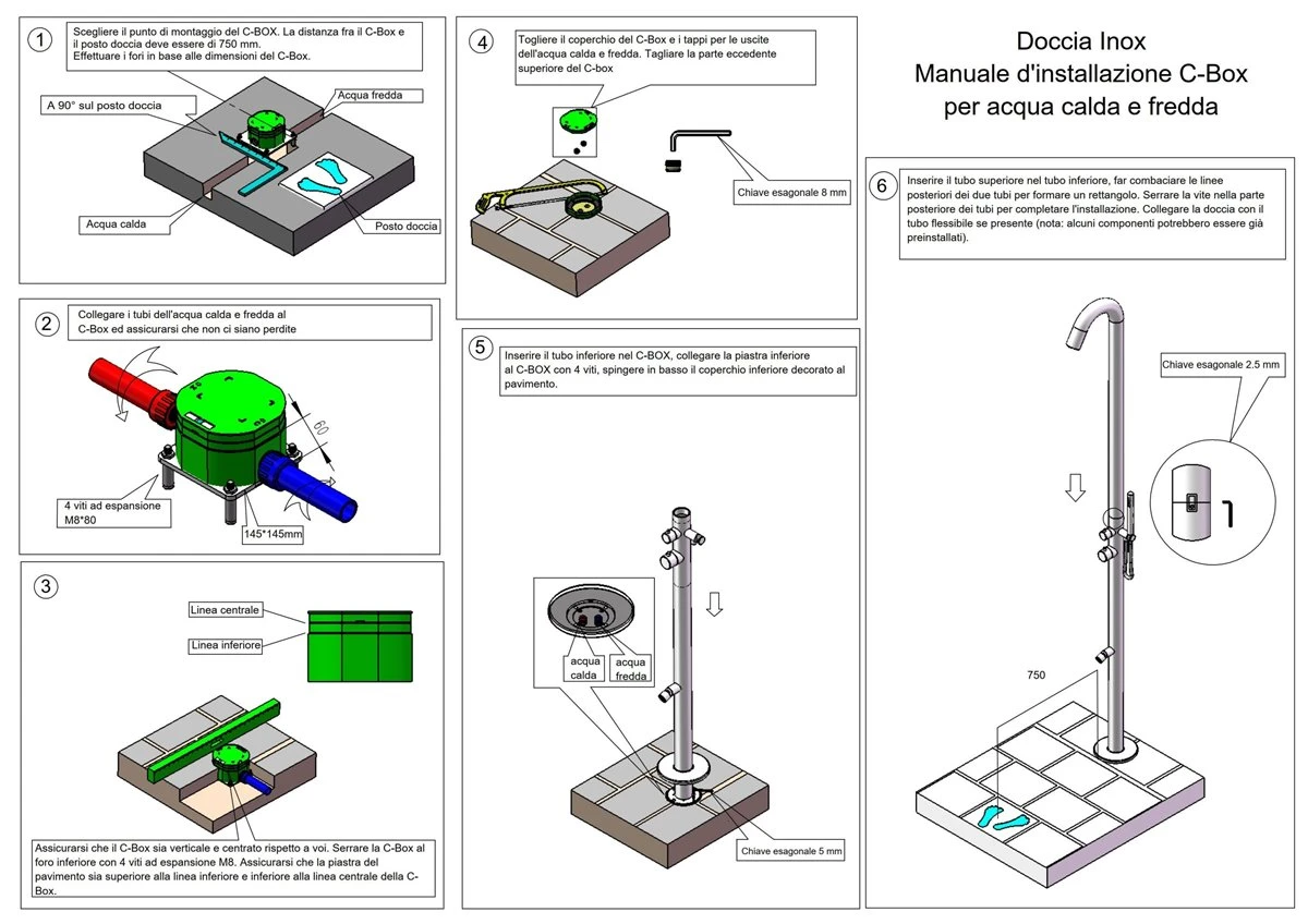 Estructura De Ducha Y Grifería De Acero Inoxidable Stintino En Acero Inoxidable Satinado AISI 316L Marino. Cabezal De Ducha Regulable Ducha De Pie Y De Mano Con Flexo Ducha Tradicional De Agua Caliente Y Fría Con Conexiones Ocultas 8 Estructura De Ducha Y Grifería De Acero Inoxidable Stintino En Acero Inoxidable Satinado AISI 316L Marino. Cabezal De Ducha Regulable Ducha De Pie Y De Mano Con Flexo Ducha Tradicional De Agua Caliente Y Fría Con Conexiones Ocultas - Imagen 6
