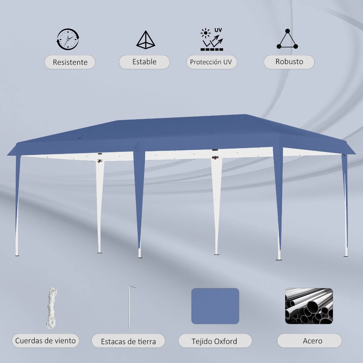 Outsunny Cenador Plegable 6x3 M Carpa De Jardín Portátil Con Bolsa De Transporte Tela Oxford Marco De Acero Para Exterior Fiestas Camping Azul 8 Outsunny Cenador Plegable 6x3 M Carpa De Jardín Portátil Con Bolsa De Transporte Tela Oxford Marco De Acero Para Exterior Fiestas Camping Azul - Imagen 6