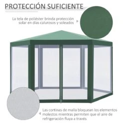 Outsunny Carpa Gazebo Tipo Cenador Hexagonal Con Mosquitera Para Jardín Y Terraza Ø1,97 M Material De Poliéster Repelente Al Agua (Verde) 14 Outsunny Carpa Gazebo Tipo Cenador Hexagonal Con Mosquitera Para Jardín Y Terraza Ø1,97 M Material De Poliéster Repelente Al Agua (Verde) -OUTSUNNY TIENDA 8508bc93c355ecffdbac53614a9b915c0d4b2ba0 32474995838e47e1b777424b481fb257