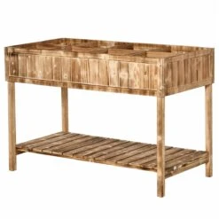 Outsunny Huerto Urbano De Madera 120x60x81 Cm Jardinera Elevada Para Cultivo De Plantas Flores Con Estante Inferior Para Jardín Terraza Exterior Carbanizado -OUTSUNNY TIENDA 860bd1d3c30efc31b653cea534dceffd1e4f69cc ec9e0632be3046ff9e29e38a553ecc76