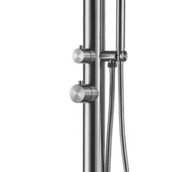 Ducha De Piscina Sined Bosa En Acero Inoxidable Satinado Aisi Inox 316L Ducha Con Entrada De Agua Caliente Y Fría Eje De 60 Mm De Diámetro Mezclador De 3 Vías Para Ducha Superior Ducha De Mano Y Lavabo De Pie Conexiones Ocultas En La Base Grifería En Acer -OUTSUNNY TIENDA 86b7377a0f7ec1f11e18339571ac197112c47b4c c930362bb71c4eef842528549522402e