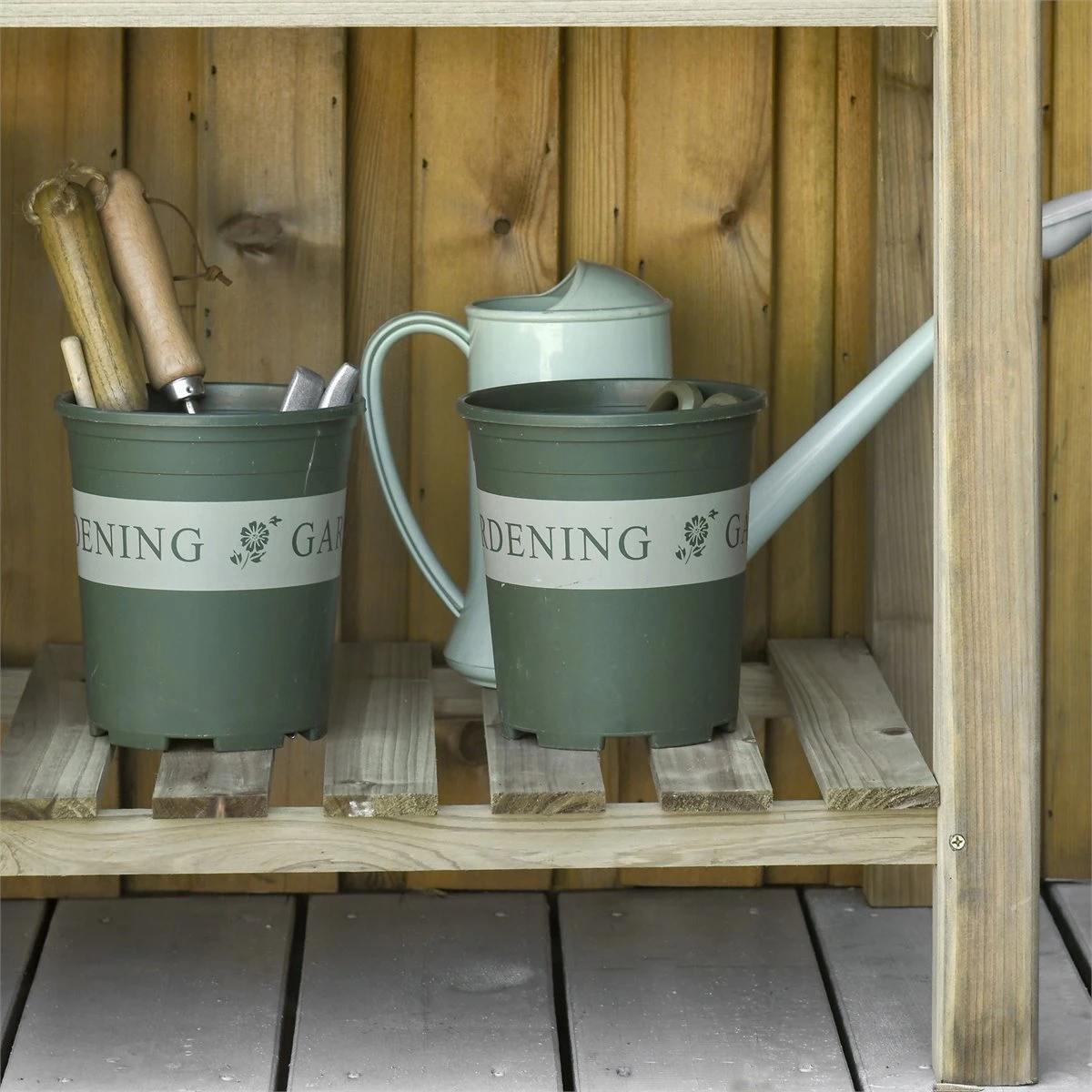 Outsunny Huerto Urbano De Madera Con Estante 91x51x76 Cm Mesa De Cultivo Rectangular Con Orificios De Drenaje Para Cultivos Plantas Jardín Terraza Exterior Color Natural 11 Outsunny Huerto Urbano De Madera Con Estante 91x51x76 Cm Mesa De Cultivo Rectangular Con Orificios De Drenaje Para Cultivos Plantas Jardín Terraza Exterior Color Natural - Imagen 9