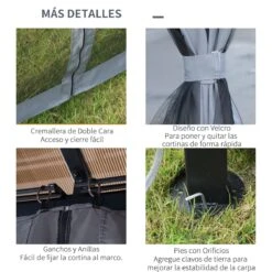 Outsunny Cenador De Jardín 3x3 M Pabellón De Exterior Con Techo De Policarbonato 4 Cortinas Laterales Y 4 Mosquiteras Con Cremalleras Marco De Metal Para Fiestas Eventos Multicolor 18 Outsunny Cenador De Jardín 3x3 M Pabellón De Exterior Con Techo De Policarbonato 4 Cortinas Laterales Y 4 Mosquiteras Con Cremalleras Marco De Metal Para Fiestas Eventos Multicolor -OUTSUNNY TIENDA 87b6cb516a49018eb3d47cbeb09636f62e4cf1c1 581fdd46f8604e499f79521c05b5a06c