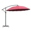 Outsunny Sombrilla Ø300 Cm Parasol De Jardín Con Manivela Manual 18 Costillas Y Base Cruzada Rojo