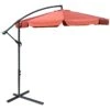 Outsunny Sombrilla De Jardín Ø265 Cm Parasol Excéntrico Con Techo Inclinable Manivela 8 Costillas De Metal Y Base Cruzada Protección Solar Para Terraza Balcón Exterior Rojo Vino