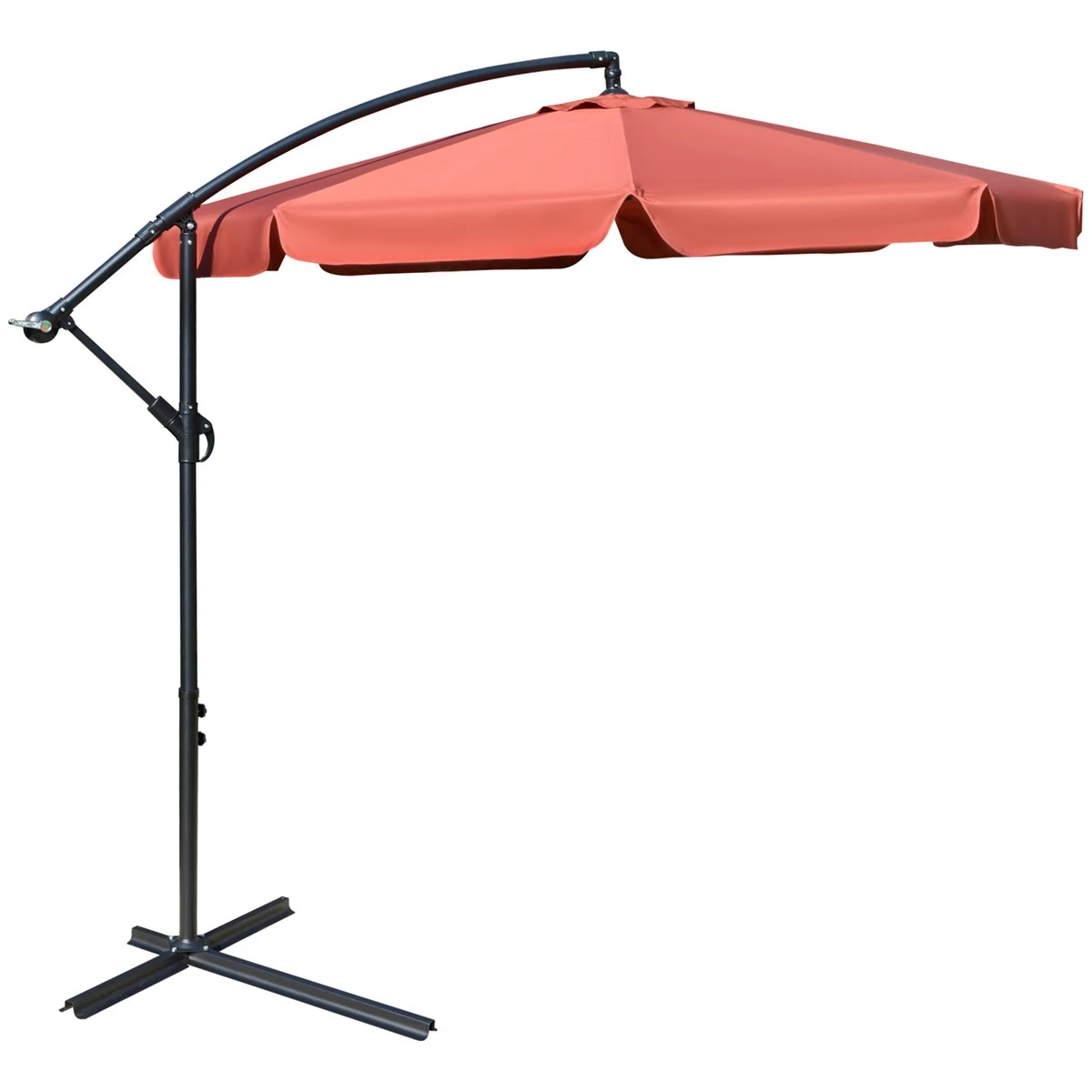 Outsunny Sombrilla De Jardín Ø265 Cm Parasol Excéntrico Con Techo Inclinable Manivela 8 Costillas De Metal Y Base Cruzada Protección Solar Para Terraza Balcón Exterior Rojo Vino 3 Outsunny Sombrilla De Jardín Ø265 Cm Parasol Excéntrico Con Techo Inclinable Manivela 8 Costillas De Metal Y Base Cruzada Protección Solar Para Terraza Balcón Exterior Rojo Vino