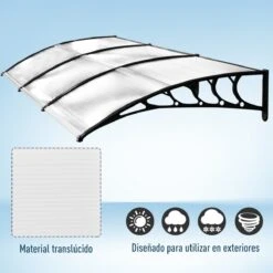 Outsunny Tejadillo De Protección Contra Sol Y Lluvia Para Puertas Ventanas Marquesina De Techo Diseño Moderno Aleación De Aluminio Duradero 90x295x23,5 Cm Transparente -OUTSUNNY TIENDA 8c8597c9a4d2dea04948ba510f6b090704fc20be 6978aa0f85094ee09b4db2fb560297c7