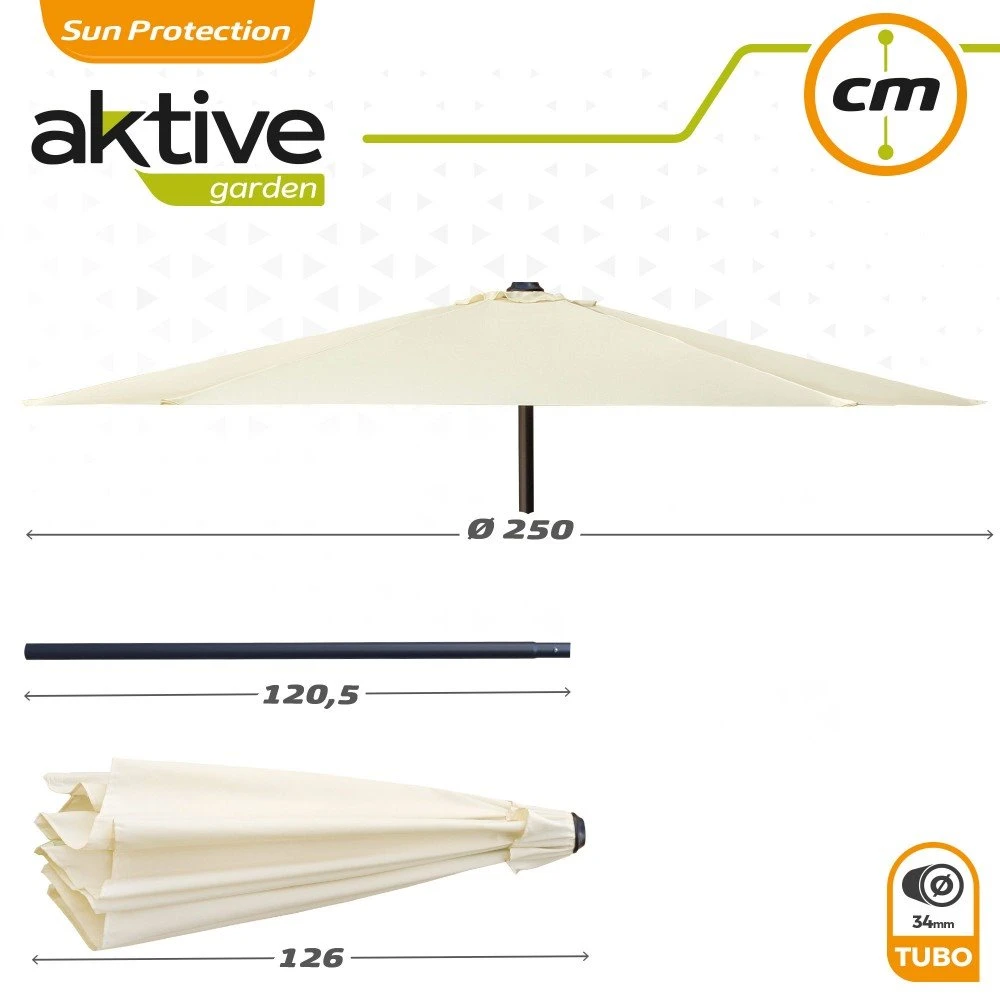Parasol Hexagonal 250 Cm Color Crema Mástil Aluminio Aktive Garden 8 Parasol Hexagonal 250 Cm Color Crema Mástil Aluminio Aktive Garden - Imagen 6