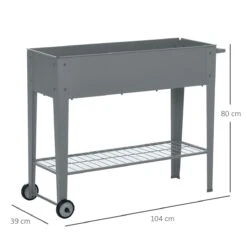 Outsunny Huerto Urbano Jardinera Elevada De Metal Cama De Jardín Con Ruedas Asa Lateral Y Estante Inferior Para Cultivo Plantas Hortalizas Flores 104x39x80 Cm Gris -OUTSUNNY TIENDA 8e57ef4190d09d79bbd21e7169c7cce32b7ac1aa b5ade4464e1241e8bca730c958aa826c