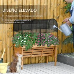 Outsunny Huerto Urbano Elevado De Madera 120x55x143 Cm Mesa De Cultivo De Jardín Con Red De Sombra De Malla Y Tela Geotextil Para Cultivos Plantas Flores Natural -OUTSUNNY TIENDA 8e92f0e667f7c48b8619344e96368db5fbbcd71c 24f9cfb1863f4ba68515a5fc68d38afc
