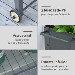 Outsunny Huerto Urbano Jardinera Elevada De Metal Cama De Jardín Con Ruedas Asa Lateral Y Estante Inferior Para Cultivo Plantas Hortalizas Flores 104x39x80 Cm Gris -OUTSUNNY TIENDA 8f3cd84ebcf727c088564743fb8294d0593f9b86 ff2ca8abe6a445aba3d5b881855d0bd0
