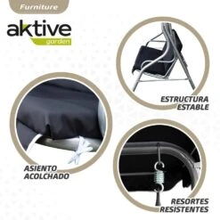 Balancín Para Jardín Negro C/toldo Inclinable 3 Plazas Aktive -OUTSUNNY TIENDA 8f3f1d0a5099d92c9d870a1c262e60d29e2df2ae aae668eb516744fea79a1219bcd49519