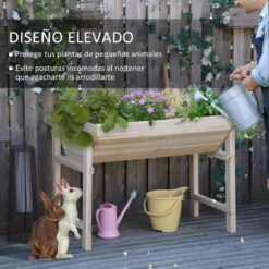 Outsunny Huerto Urbano Elevado De Madera 108,5x60x80 Cm Mesa De Cultivo Con Tela No Tejida Y 3 Orificios De Drenaje Para Jardín Terraza Exterior Carga 50 Kg Natural -OUTSUNNY TIENDA 9153e2328af33e76b09cef453e528f3571d33f51 f635f1fb848d4ca38ce38e52a93a2c1b