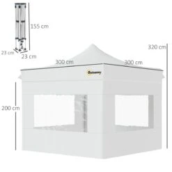 Outsunny Carpa Plegable 3x3 M Con Altura Ajustable Cenador De Jardín Con 4 Paredes Extraíbles De Tela Oxford 4 Ventanas Y Bolsa De Transporte Para Exterior Terraza Camping Blanco -OUTSUNNY TIENDA 91fd90808dce80f090c6cc2833e3a2952b267c3d fb0b46d08e9e4a7d92b4adecbeae09f4