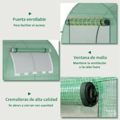Outsunny Invernadero De Jardín 180x180x200 Cm Invernadero De Túnel Pequeño Con Puerta Enrollable Y Ventana De Malla Para Cultivar Plantas Flores Verde -OUTSUNNY TIENDA 9555e3c11d0b580acb874b9fd158605e91422df7 1a7b6e925b8a439d9a6fd29e6b78a2ba