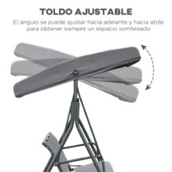 Outsunny Columpio Balancín Jardín De 3 Plazas Con Techo Parasol Ajustable Respaldo Transpirable Y Marco De Acero Para Terraza Balcón Exterior 175x118x159 Cm Gris -OUTSUNNY TIENDA 95cf60d8a190e4b9acb4bf8569fce1dc103628c0 566523d982404e0899d2db09e83e03da