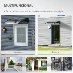 Outsunny Tejadillo De Protección 103x96,5x27 Cm Marquesina Exterior Para Puertas Y Ventanas Contra Sol Y Lluvia Con Soporte Aleación De Aluminio Policarbonato Marrón Translúcido -OUTSUNNY TIENDA 983bbcd2469eafaa56dc6128afaa6feefc6da022 7aa0db459add43a7980c5ac2b01a9a50