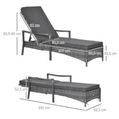 Outsunny Conjunto De 2 Tumbonas De Ratán De Jardín Chaise Longue Con Respaldo Ajustable En 4 Posiciones Cojines Acolchados Y Desenfundables Para Terraza Patio Exterior 192x62,5x58-95 Cm Gris -OUTSUNNY TIENDA 983c87c52a73a089ca3d243dc7e5fee7551d7194 72928a4b68b54f7bb0d1d43b44c9d2b3