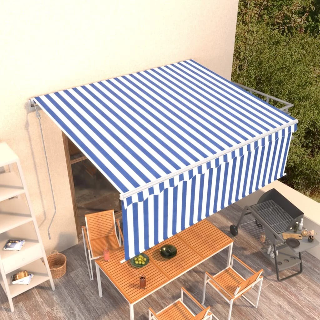Toldo Retráctil Automático Con Persiana 4,5x3 M Azul Y Blanco VidaXL 5 Toldo Retráctil Automático Con Persiana 4,5x3 M Azul Y Blanco VidaXL - Imagen 3